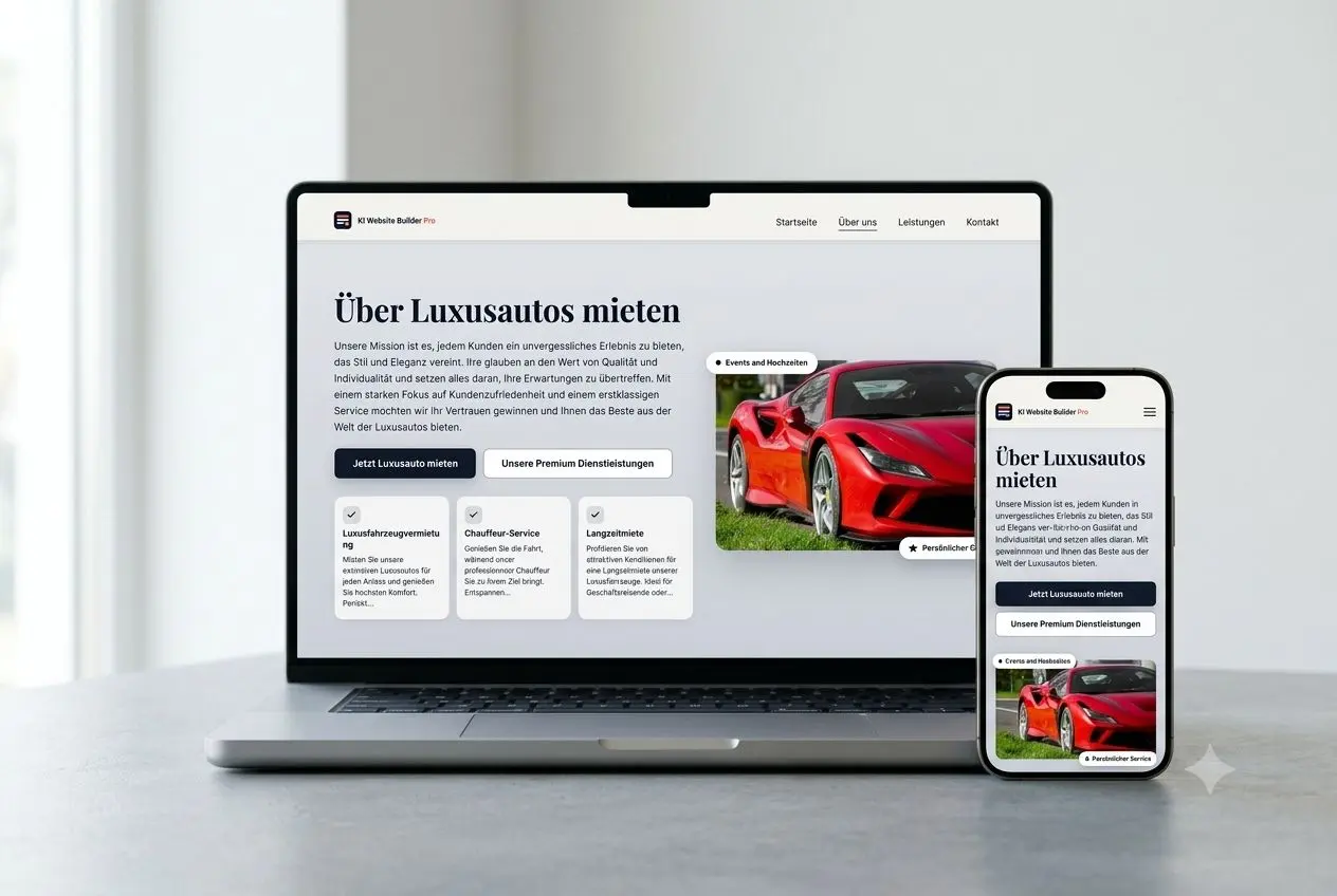 Fertige Website im Browser und auf dem Smartphone dargestellt