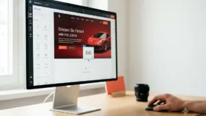Website mit KI erstellen – Laptop mit Website-Entwurf